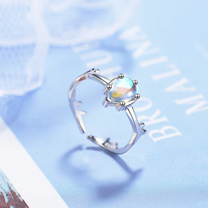 Colorful Moonstone Rings for Women Open Ring Female Jewelry