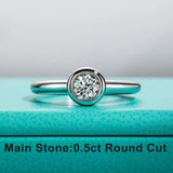 AnuJewel 0.5ct D Moissanite Bezel Engagement Ring 925 Sterling Silver
