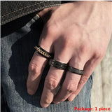 Anxiety Fidget Spinner Mood Rings 8mm Stainless Steel Cuban Chain Ring for Men