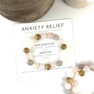 Anxiety Healing Crystal Stone Wood Beaded Earrings Necklace Set