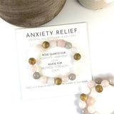 Anxiety Healing Crystal Stone Wood Beaded Earrings Necklace Set
