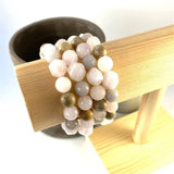 Anxiety Healing Crystal Stone Wood Beaded Earrings Necklace Set