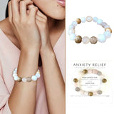 Anxiety Healing Crystal Stone Wood Beaded Earrings Necklace Set