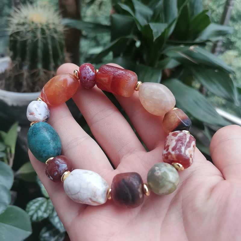 1Pcs Natural Agate Bracelets Weathered Old Rough Shapes for Man Woman Jewelry