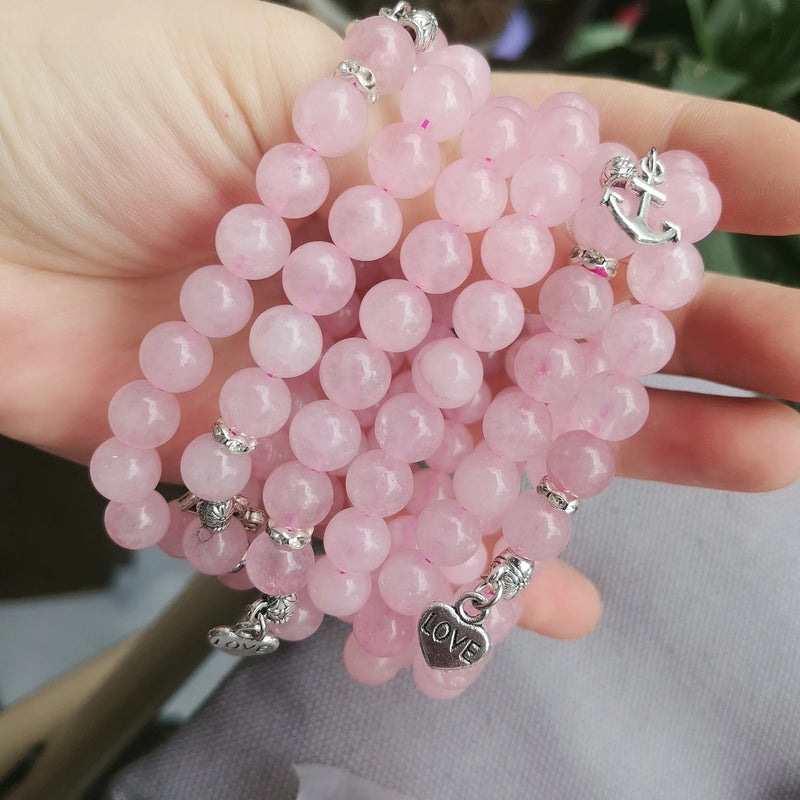 1Pcs Pink Crystal Bracelet Anchor Heart Lock English Letters Jewelry for Women