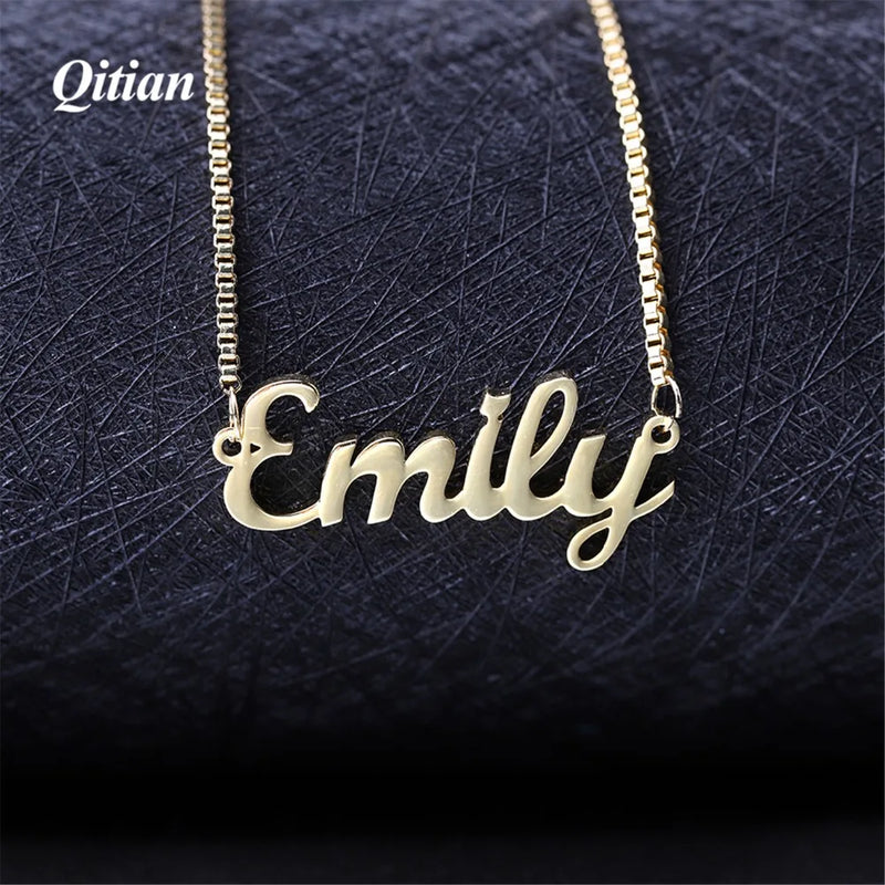 Personalized Name Necklace Alloy Pendant Box Chain Pendant Name Necklace