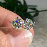 925 Silver Moissanite Stud Earrings 6.5mm D Classic Jewelry