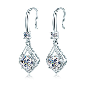 2.0ct VVS1 Moissanite Drop Hook Earrings in Sterling Silver