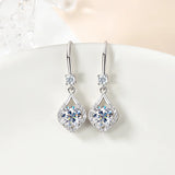 2.0ct VVS1 Moissanite Drop Hook Earrings in Sterling Silver