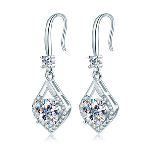 2.0ct VVS1 Moissanite Drop Hook Earrings in Sterling Silver