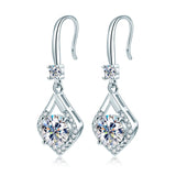 2.0ct VVS1 Moissanite Drop Hook Earrings in Sterling Silver