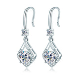 2.0ct VVS1 Moissanite Drop Hook Earrings in Sterling Silver