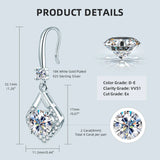 2.0ct VVS1 Moissanite Drop Hook Earrings in Sterling Silver