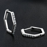 1.3mm Moissanite Hexagonal Huggie Earrings 925 Silver Hoop Jewelry