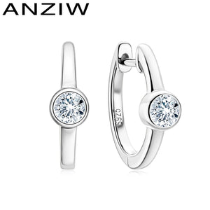 925 Silver CZ Bezel Huggie Hoop Earrings for Women