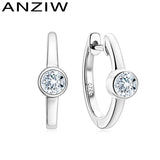925 Silver CZ Bezel Huggie Hoop Earrings for Women