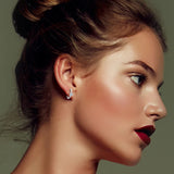 925 Silver CZ Bezel Huggie Hoop Earrings for Women