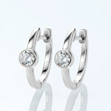925 Silver CZ Bezel Huggie Hoop Earrings for Women