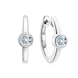 925 Silver CZ Bezel Huggie Hoop Earrings for Women