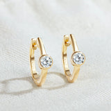 925 Silver CZ Bezel Huggie Hoop Earrings for Women