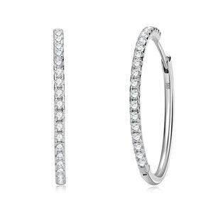 30mm Big Round Hoop Earrings 925 Sterling Silver CZ Jewelry