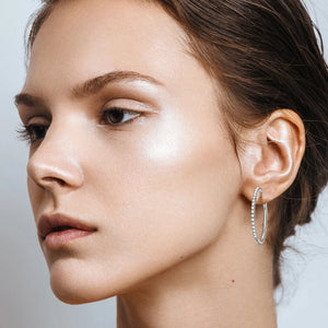 30mm Big Round Hoop Earrings 925 Sterling Silver CZ Jewelry