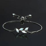 925 Silver Opal Leaf Bracelet for Women - Adjustable