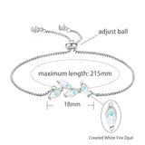 925 Silver Opal Leaf Bracelet for Women - Adjustable