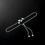 925 Silver Opal Leaf Bracelet for Women - Adjustable