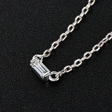 925 Silver Emerald Cut Moissanite Rectangle Pendant Necklace