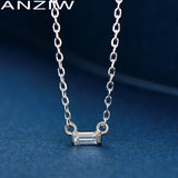 925 Silver Emerald Cut Moissanite Rectangle Pendant Necklace
