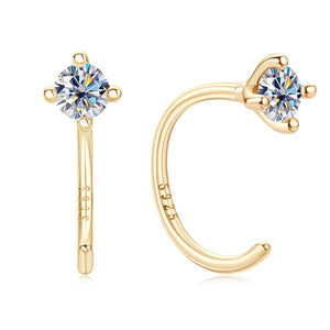 3.5mm Moissanite Half Hoop Earrings