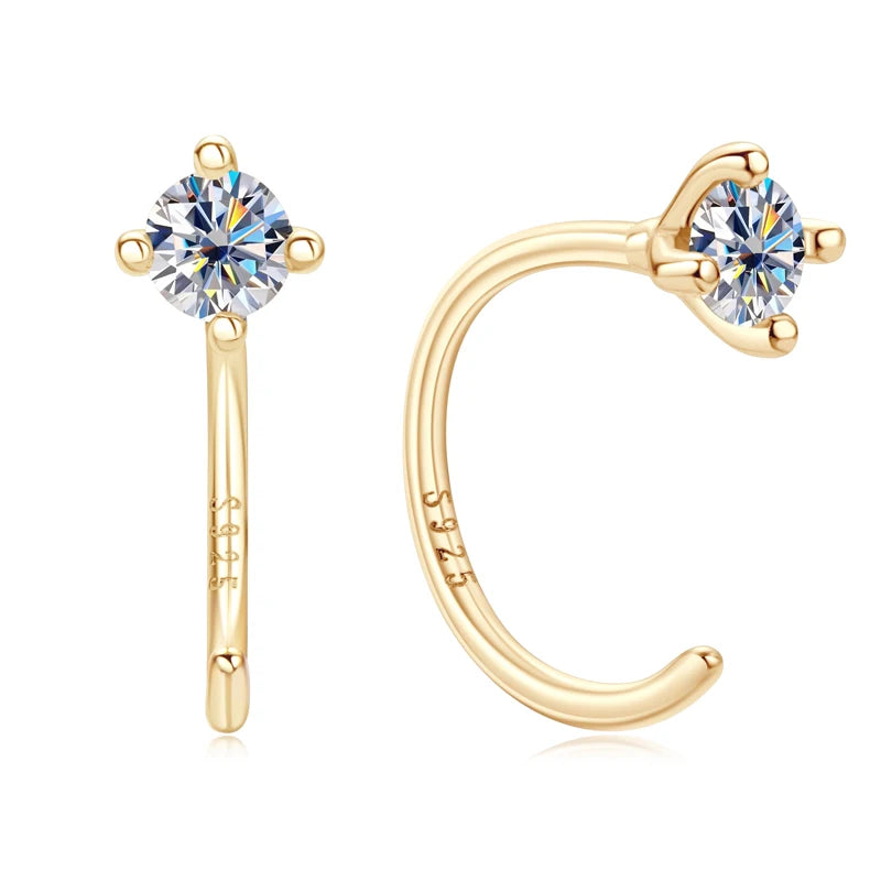 3.5mm Moissanite Half Hoop Earrings