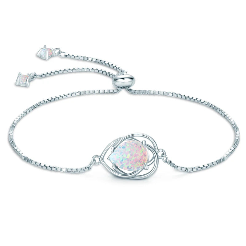 Opal Bracelet 925 Silver Gemstone Chain Jewelry Birthday