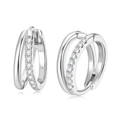 Real D Moissanite Double Hoop Earrings 925 Sterling Silver Round 1mm Diamond