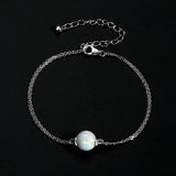 Opal Bracelet 925 Sterling Silver Gemstone Double Chain Jewelry