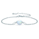 Opal Bracelet 925 Sterling Silver Gemstone Double Chain Jewelry