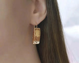 Aomigc Long 585 Rose Hollow Glossy Earrings Women Fine Carved