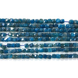 Apatite 4mm Natural Stone Beads Square Faceted Cube for DIY Jewelry Making
