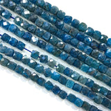 Apatite 4mm Natural Stone Beads Square Faceted Cube for DIY Jewelry Making