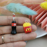 10Pcs Smiley French Fries Bottle Charms Diy Mobile Phone Case Food Pendant