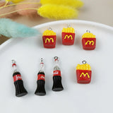 10Pcs Smiley French Fries Bottle Charms Diy Mobile Phone Case Food Pendant