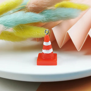 10pcs 3D Red Road Cone Resin Charms Jewelry Making Reflective Cone Pendant DIY