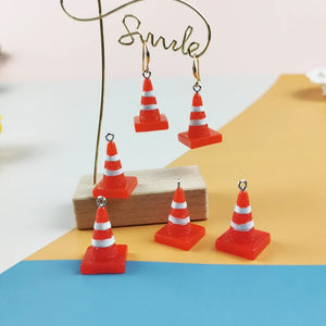 10pcs 3D Red Road Cone Resin Charms Jewelry Making Reflective Cone Pendant DIY