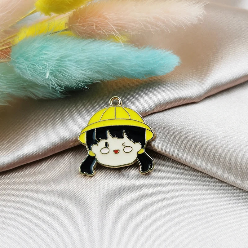 10pcs Boy & Girls Enamel Charms Dangle Pendants DIY Jewelry Earring Accessories