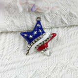 10pcs Pentagram Heart America Flag Metal Charms for Jewelry Making