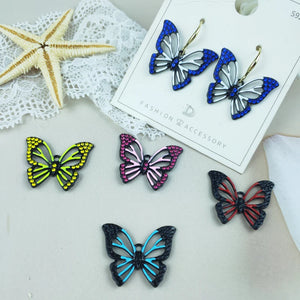 10pcs Butterfly Enamel Charms Rhinestone Jewelry DIY Accessories Pendants