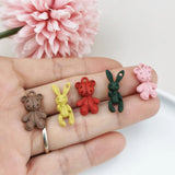 10pcs Spray Paint Bear Doll Bunny Alloy Charms Mini Animals Enamel Bracelet