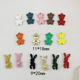 10pcs Spray Paint Bear Doll Bunny Alloy Charms Mini Animals Enamel Bracelet