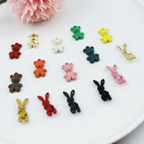 10pcs Spray Paint Bear Doll Bunny Alloy Charms Mini Animals Enamel Bracelet